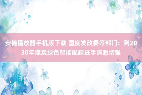 安捷播放器手机版下载 国度发改委等部门：到2030年煤炭绿色智能配踏进手清澈增强