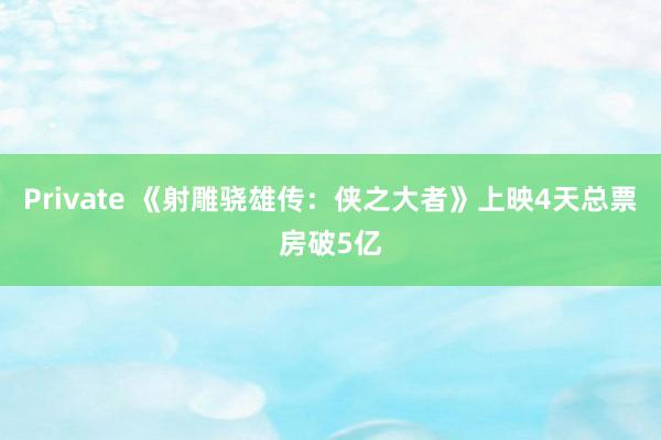 Private 《射雕骁雄传：侠之大者》上映4天总票房破5亿